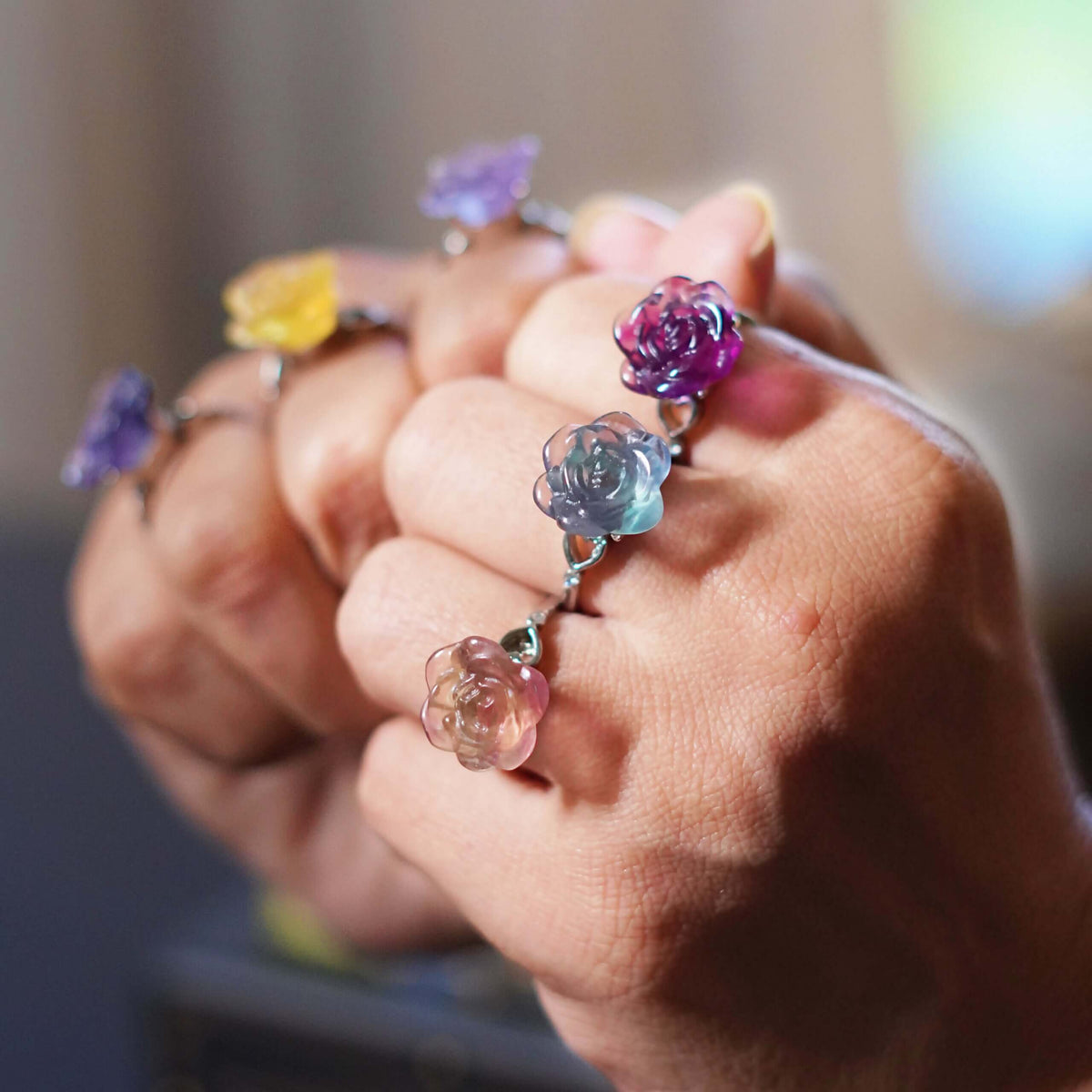 Natural Fluorite Adjustable Ring – View 3