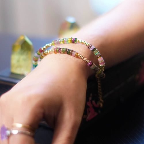 Rainbow Tourmaline Necklace & Bracelet – 2-in-1 Jewellery – View 2