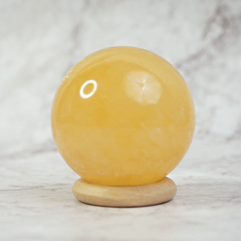 Yellow Calcite Sphere – View 2