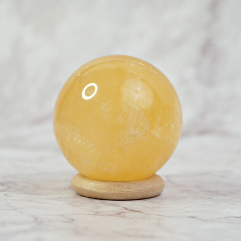 Yellow Calcite Sphere – View 3