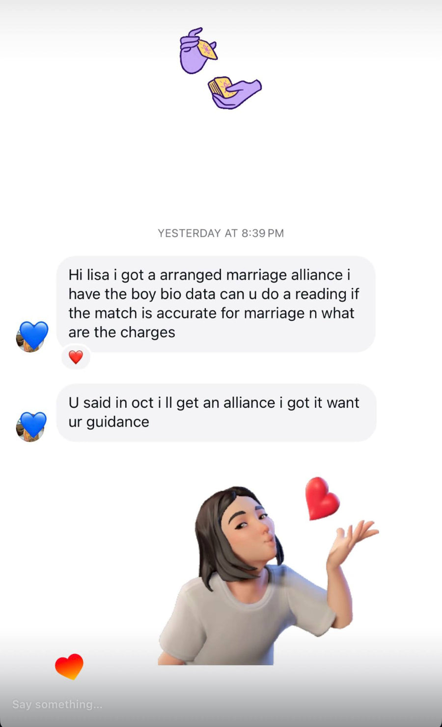 Client feedback screenshot
