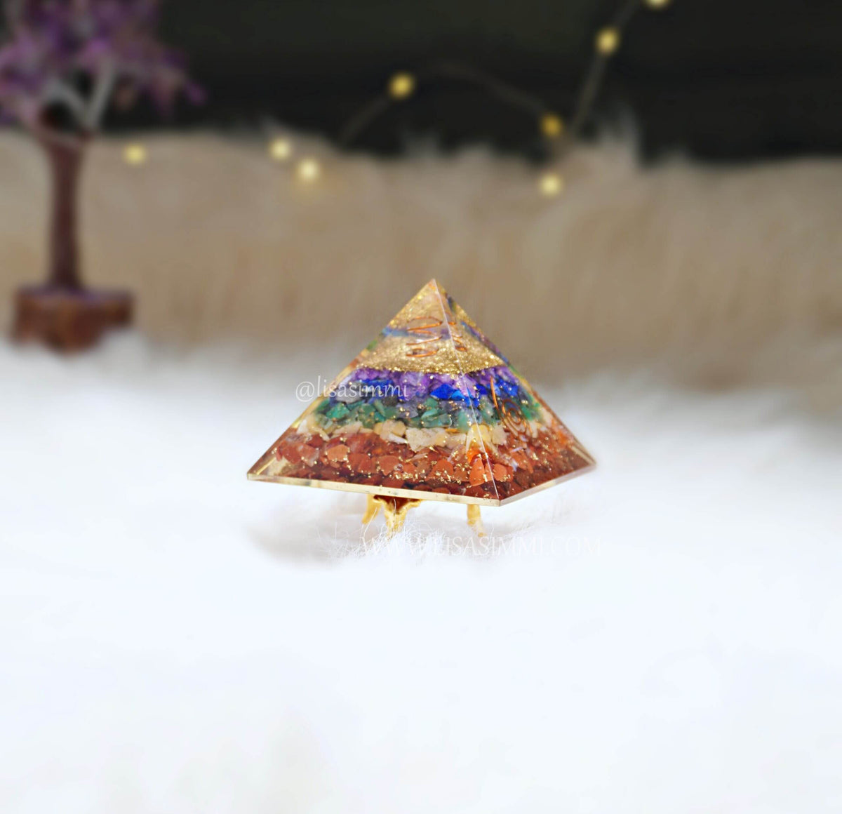 7 Chakra Orgonite Pyramid – View 2
