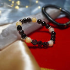 Smoky quartz and golden calcite crystal bracelet from Diwali gift kit