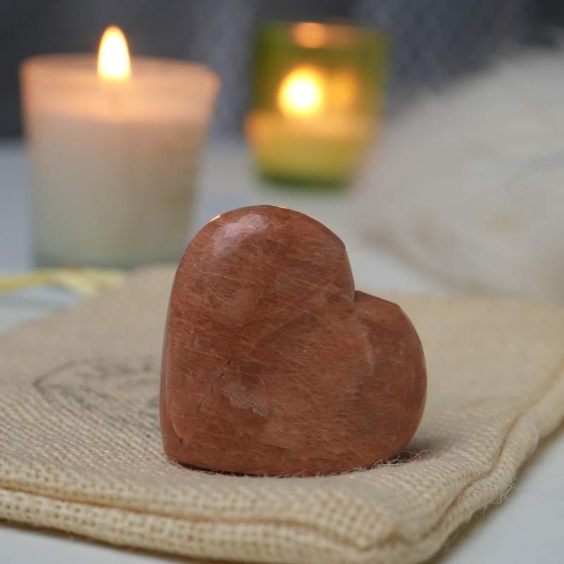Peach Moonstone Heart