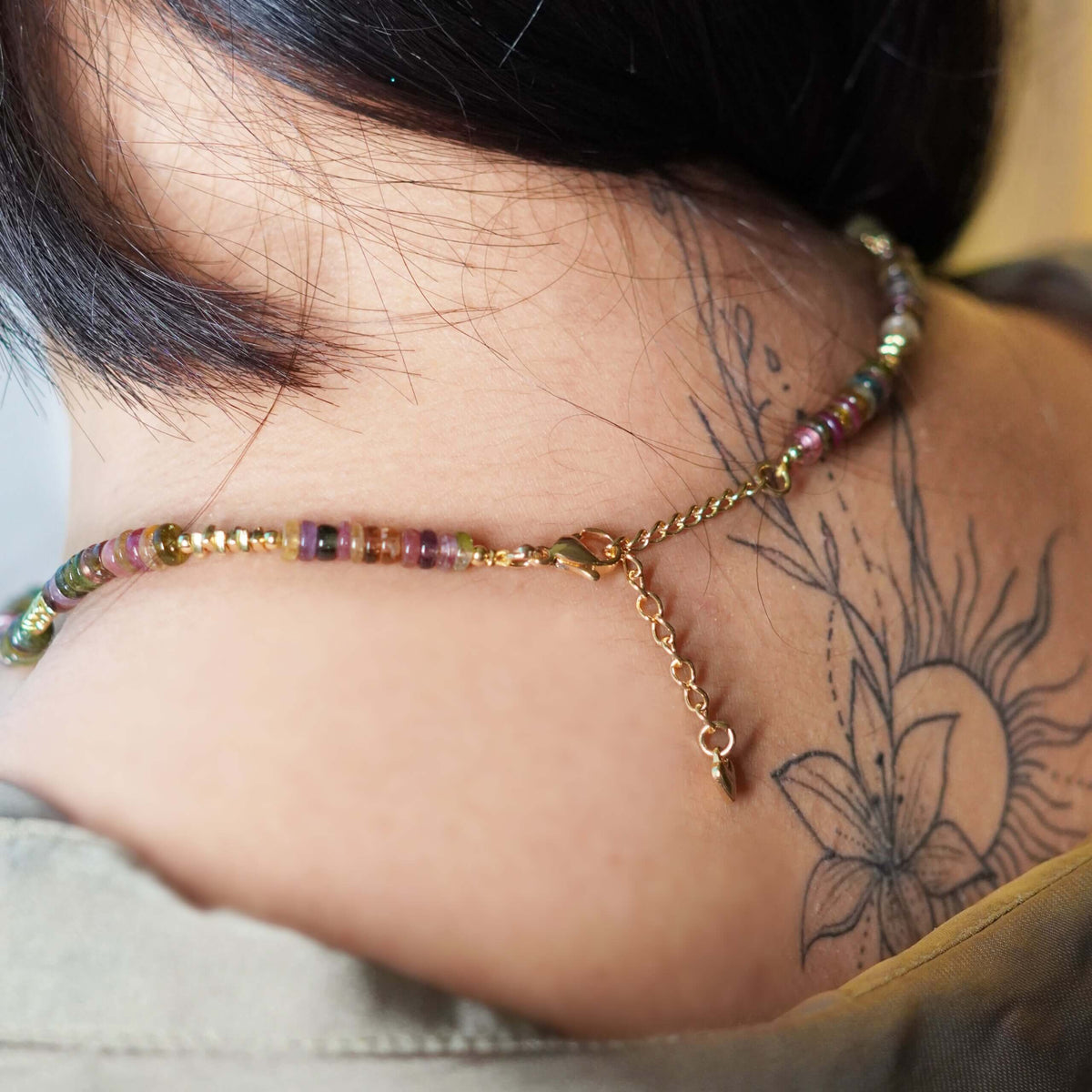 Rainbow Tourmaline Necklace & Bracelet – 2-in-1 Jewellery – View 3