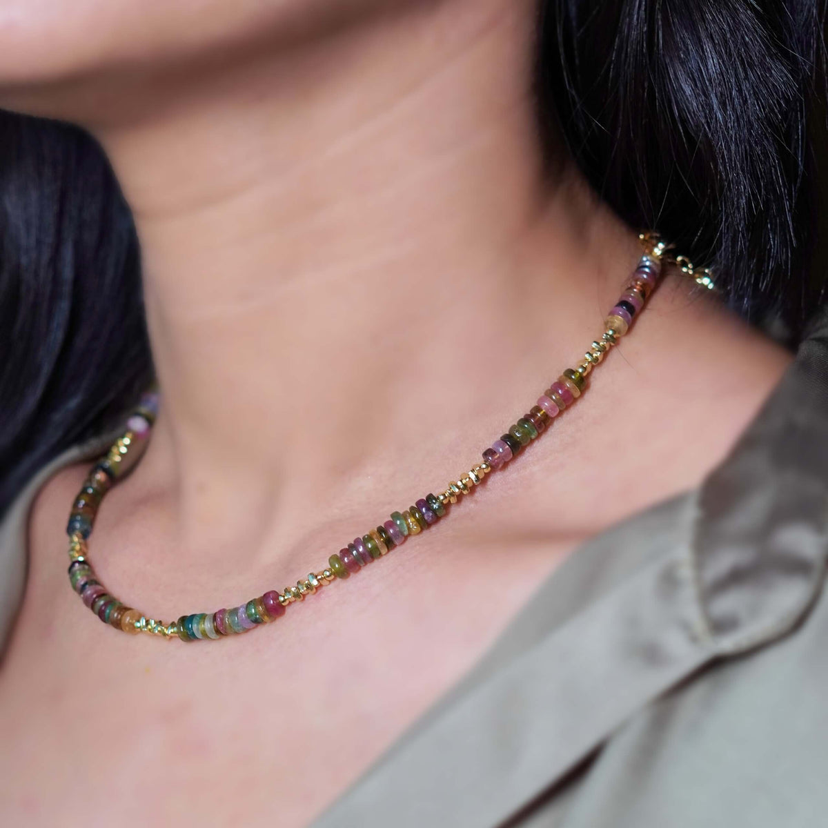 Rainbow Tourmaline Necklace & Bracelet – 2-in-1 Jewellery